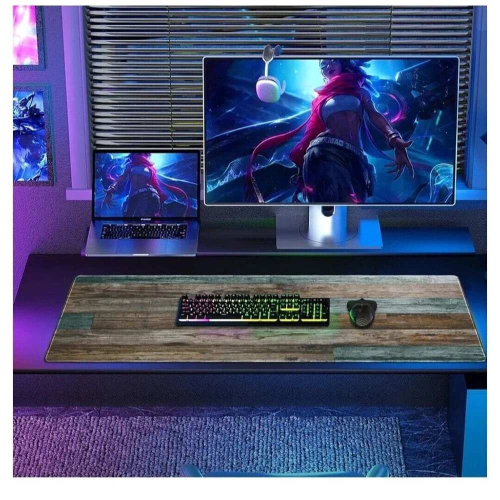 Gaming Mouse Pad Desk Mat, Vintage Wood Grain Pattern, XXL XL Large Extended